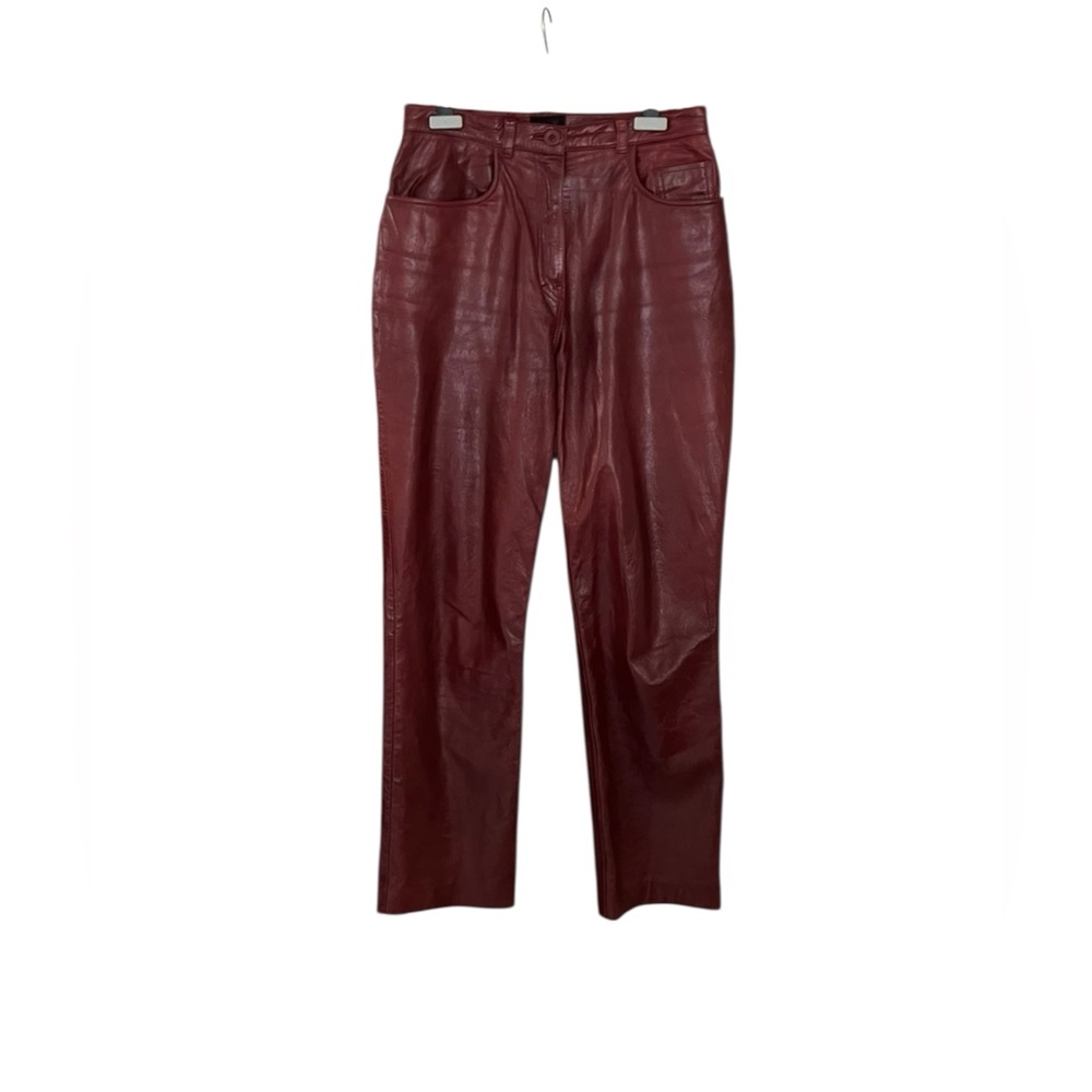 Vintage Oscar Leopold Groly Lady Burgundy Leather Pants -High Rise - Size 12